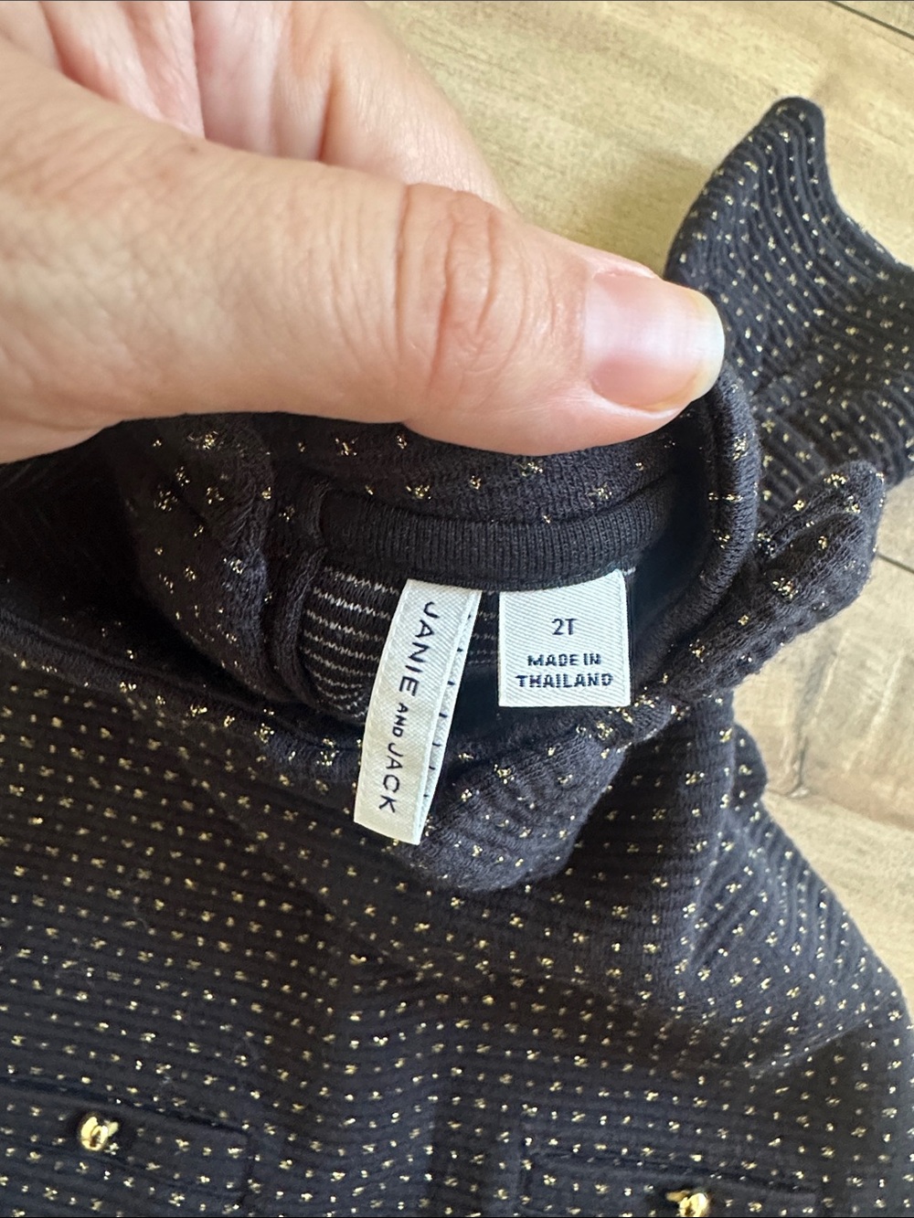 Janie and Jack Dot Polkadot Jacquard Dress Black Gold Bow Girl Sz 2T - Picture 7 of 10